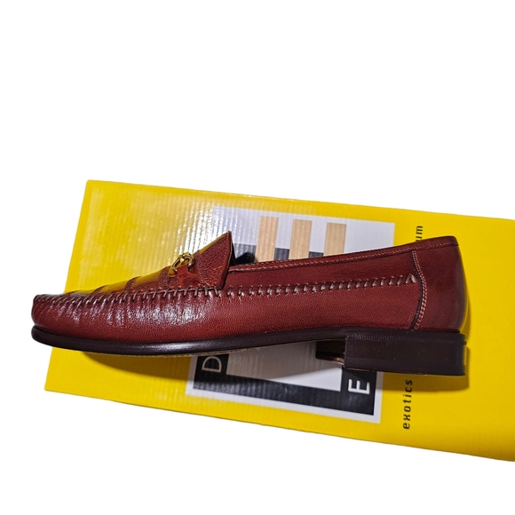 DAVID EDEN SHOES Alligator/Ostrich Cognac Loafers Mens Size 7 - Picture 7 of 11